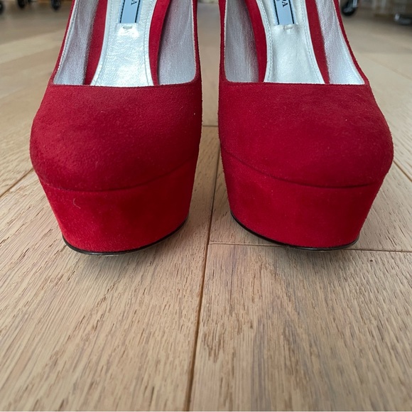 Prada Red Suede Pumps - Picture 6 of 13